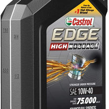 Castrol 06171 EDGE High Mileage 10W-40 Advanced Full Synthetic Motor Oil, 1 Quart, 6 Pack