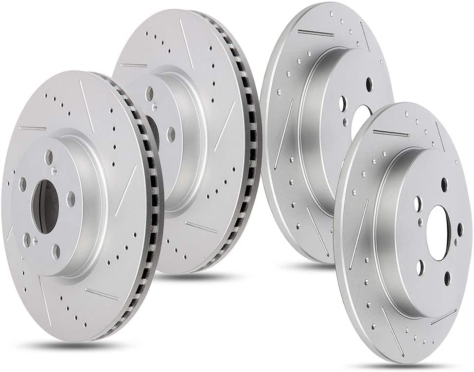 SCITOO Brakes Rotors 4pcs Drilled Slotted Discs fit for 2009-2010 for Pontiac Vibe,2009-2019 for Toyota Corolla,2009-2013 for Toyota Matrix