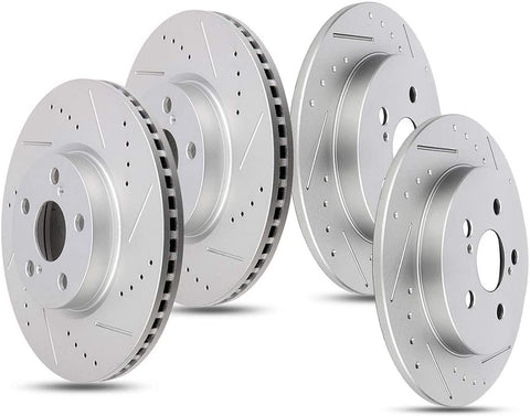 SCITOO Brakes Rotors 4pcs Drilled Slotted Discs fit for 2009-2010 for Pontiac Vibe,2009-2019 for Toyota Corolla,2009-2013 for Toyota Matrix
