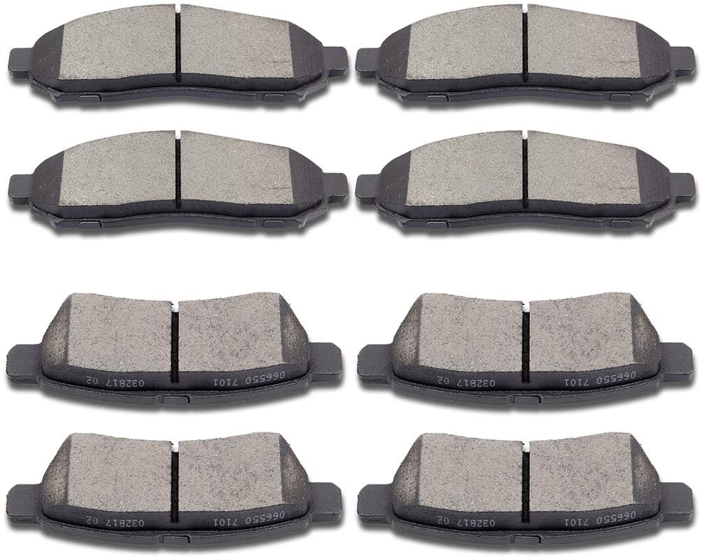 SCITOO Ceramic Front Rear Disc Brake Pad Set fit for 2005-2018 for Nissan Frontier, 2005-2015 for Nissan Xterra, 2009-2012 for Suzuki Equator