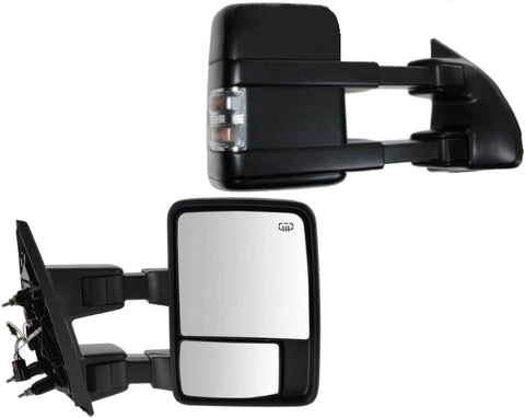 Auto Express Right Tow Mirror for 1999-2003 Ford F250 F350 F450 F550 Power Heated Signal Textured Towing Pair - Clear
