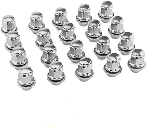 Partschoice 20PCS Wheel Lug Nuts 12x1.5 Silver Chrome, M12x1.5 Closed End Bulge Acorn Spline Lug Nuts 1.4