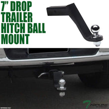 Topline Autopart Universal 7" Drop Rear Bumper Trailer Tow Hitch Loaded Ball Mount With Pin & Clip Kit For 2" x 2" Towing Receiver Tube