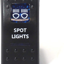 iJDMTOY (1) Spot Lights 5-Pin SPST ON/OFF Blue LED Indicator Rocker Switch For Car Truck 4x4 Jeep Boat For LED Work Lights, Driving Fog Lights, Daytime Running Lamps, etc