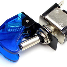 iJDMTOY (2) Aircraft Style 12V/20A Blue LED Light Up On/OFF SPST Toggle Switch w/Safety Flip Cover For Fog Daytime Running Light, Lightbar, etc