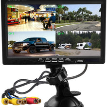 Hikity Quad Split Monitor 7 Inch HD Screen TFT LCD Video Displays for Home CCTV Surveillance Security System, Windshield Style Parking Dashboard Monitor for Car Backup Camera