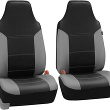 FH Group FH-PU103102 High Back Royal PU Leather Car Seat Covers Airbag & Split Gray Black