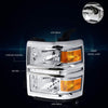 LED DRL Headlight Assembly Compatible with Chevy Silverado 14-15 Headlamps with Chrome Housing Amber Corner Pair