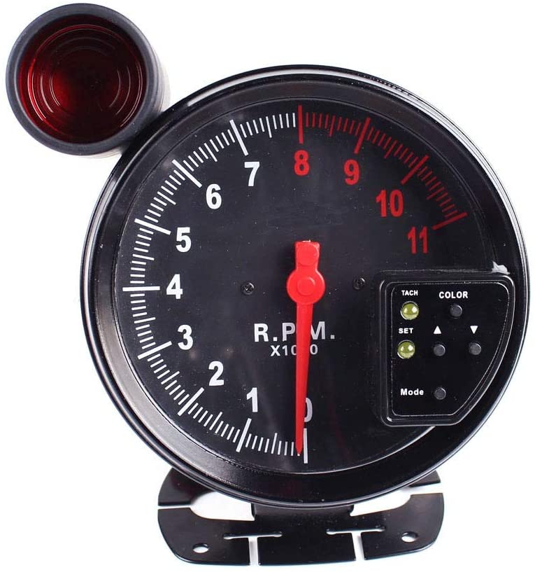 XinQuan Wang Car RPM 11000K Tachometer Gauge Digital 7Color Backlight LED Shift Light RPM Meter for 1-10 Cylinder Engine Vehicles Auto Gauge