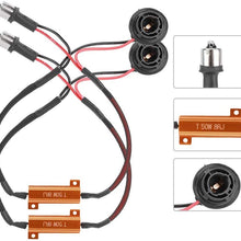 Qiilu 1 Pair 1156P 50W8RJ Load Resistor Connector,Aluminum Alloy Single Wire LED Resistors for Turn Signal Bulb