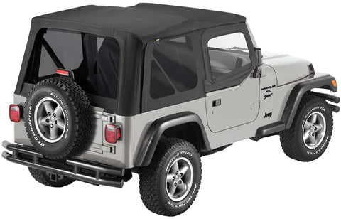 Pavement Ends by Bestop 51197-35 Black Diamond Replay Replacement Soft Top Tinted Back Windows w/Upper Door Skins for 1997-2006 Jeep Wrangler