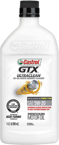 Castrol 6140 GTX ULTRACLEAN 5W-20 Motor Oil, 1 Quart, 6 Pack