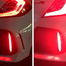 iJDMTOY Red Lens 24-SMD LED Bumper Reflector Lights Compatible With 2017-up Honda Civic Hatchback, SI or Type-R Sedan, Function as Tail, Brake Lamps