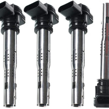Set of 4 Ignition Coils Pack for Audi A3 A4 A5 A6 Quattro Q5 RS5 Volkswagen Beetle Golf Jetta Passat Eos GTI