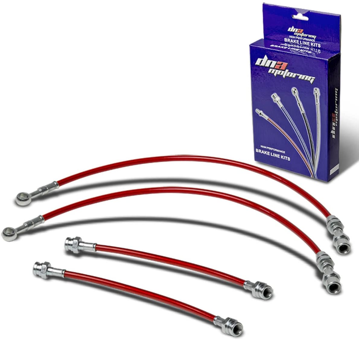 Replacement for Honda Prelude Stainless Steel Hose Brake Line Set (Red) - SN