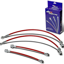 Replacement for Honda Prelude Stainless Steel Hose Brake Line Set (Red) - SN