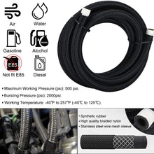 PTNHZ 10FT/3M Nylon SS Braided 3/8 Fuel Line AN 6 Oil/Gas/Fuel Hose Line Aluminum Hose End Fitting Kit(6 PCS Hose Adaptors)