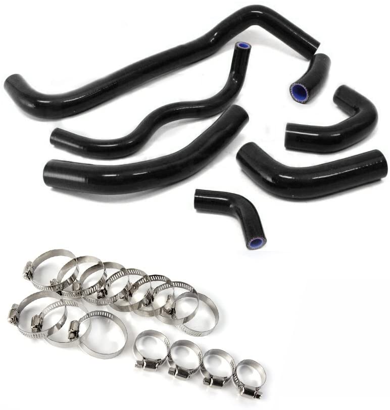 Silicone Radiator Hoses Coolant Clamps Kit For Honda CBR 600RR 2003-2004 Black 6PCS