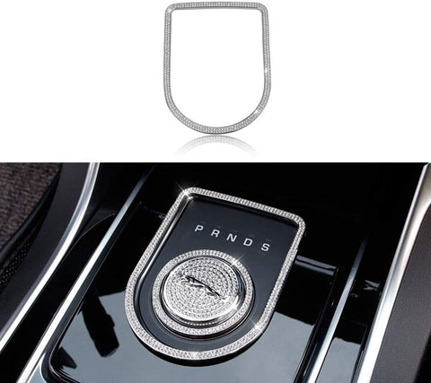 MAXDOOL Crystal Rhinestone Car Bling Accessories Gear Shift Knob Cover Decoration Trim Sticker for Jaguar XF XE XJ F-Pace (Silver)