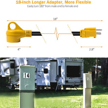 Snowy Fox RV 15Amp to 30Amp Adapter - 15Male/30Female Camper RV Electrical Adapter Power Cord with Innovative 180 Degree Bend Design Easy Ergonomic Grip Handle, 18inches,12AWG 125V/1875W