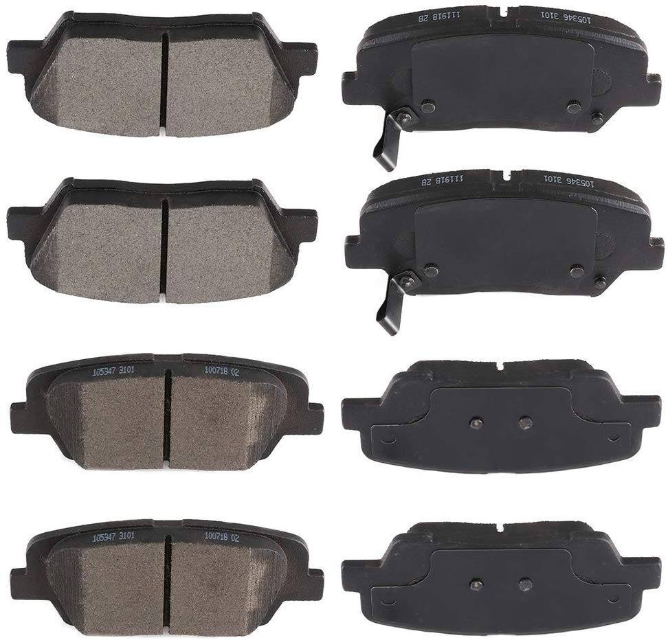 SCITOO 8pcs Front Rear Ceramic Brake Pads fit for 2010 2011 2012 Hyundai Santa Fe,2011 2012 2013 2014 Kia Sorento