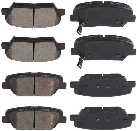 SCITOO 8pcs Front Rear Ceramic Brake Pads fit for 2010 2011 2012 Hyundai Santa Fe,2011 2012 2013 2014 Kia Sorento