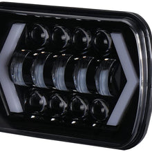 7x6 inch Halo LED Headlight, 5x7 inch Square LED Headlamp with Arrow Angel Eyes DRL Turn Signal Light Replaces H6054 H5054 H6054LL 69822 Fit Trucks Jeep Wrangler XJ YJ Sedans GMC --- Smoked Lens