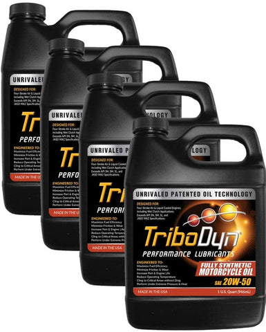 TriboDyn 20W-50 JASO MA2 Full Synthetic Motorcycle Oil - 4 US Quart Value Pack