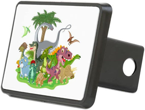 Rectangular Hitch Cover Cute Group of Dinosaurs