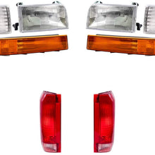 8 Pc Set Headlights, Taillights w/Park Signal Corner & Side Marker Lamps Replacement for Ford Bronco F150 F250 F350 Styleside Pickup Truck AutoAndArt