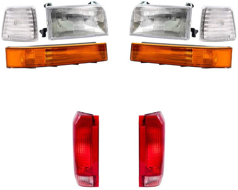 8 Pc Set Headlights, Taillights w/Park Signal Corner & Side Marker Lamps Replacement for Ford Bronco F150 F250 F350 Styleside Pickup Truck AutoAndArt