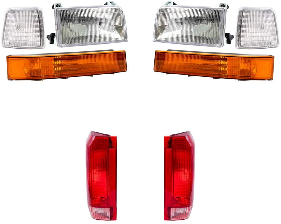 8 Pc Set Headlights, Taillights w/Park Signal Corner & Side Marker Lamps Replacement for Ford Bronco F150 F250 F350 Styleside Pickup Truck AutoAndArt
