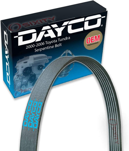 Dayco Serpentine Belt for 2000-2006 Toyota Tundra 4.7L V8 - V Belt Ribbed Accessory Drive