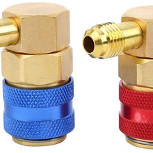 Ridgeyard R134A Adapter Fittings Quick Coupler High Low AC Condition Manifold Gauge Hose Conversion kit, 1/4" SAE HVAC