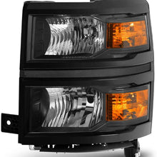 ACANII - For 2014-2015 Chevy Silverado 1500 +Black Trim Headlight Light Headlamp Lamp Replacement Left Driver Side 14 15