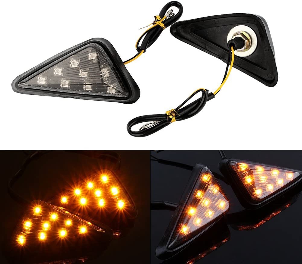 Yolu 2PCS Motorcycle Amber LED Signal Lights Indicator Lights 18-Leds, 12V Triangle Flush Mount Blinkers Indicator Lights, Universal Clear Strobe Marker lights
