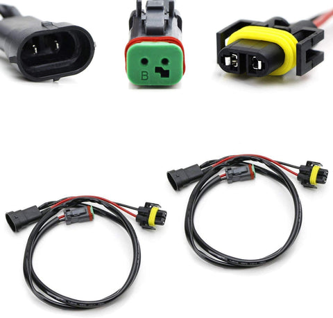 iJDMTOY (2) H11 H8 Factory Fog Lights Extension w/ Deutsch DT DTP Connectors, Compatible With Cubic LED Pod Lights, LED Light Bars, Off-Road LED Work Lamps, etc