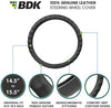 BDK Genuine Leather Car Steering Wheel Cover 14.5