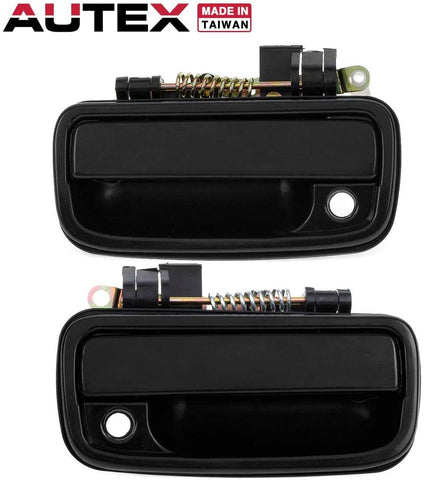 AUTEX 2pcs Exterior Front Left Right Door Handles Smooth Black Driver Passenger Side Compatible with Toyota Tacoma 1995 1996 1997 1998 1999 2000 2001 2002 2003 2004 Door Handles 79344 79345 TO1310128
