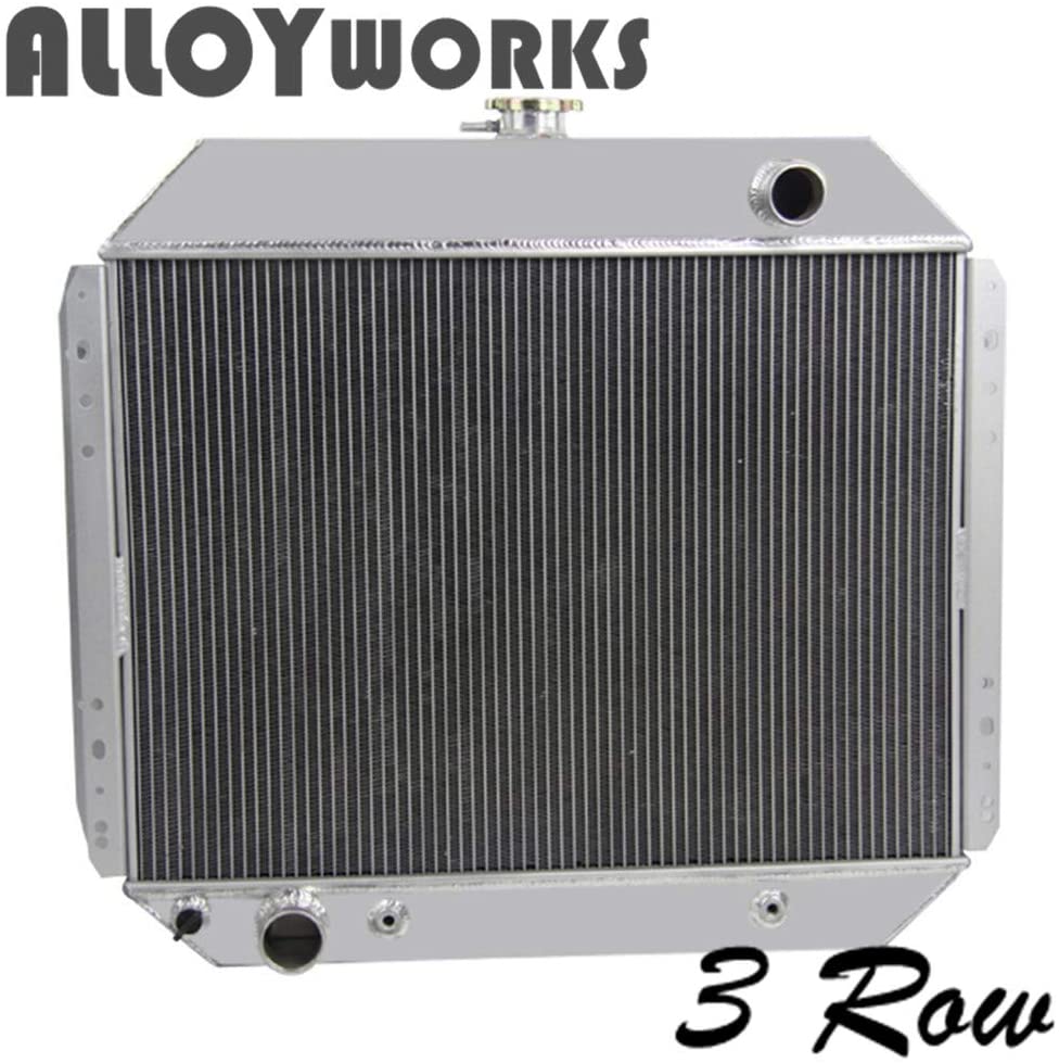 ALLOYWORKS 3 Row Aluminum Radiator for Ford Trucks F100 F150 F250 F350 1966-79 / Bronco V8 1978-79