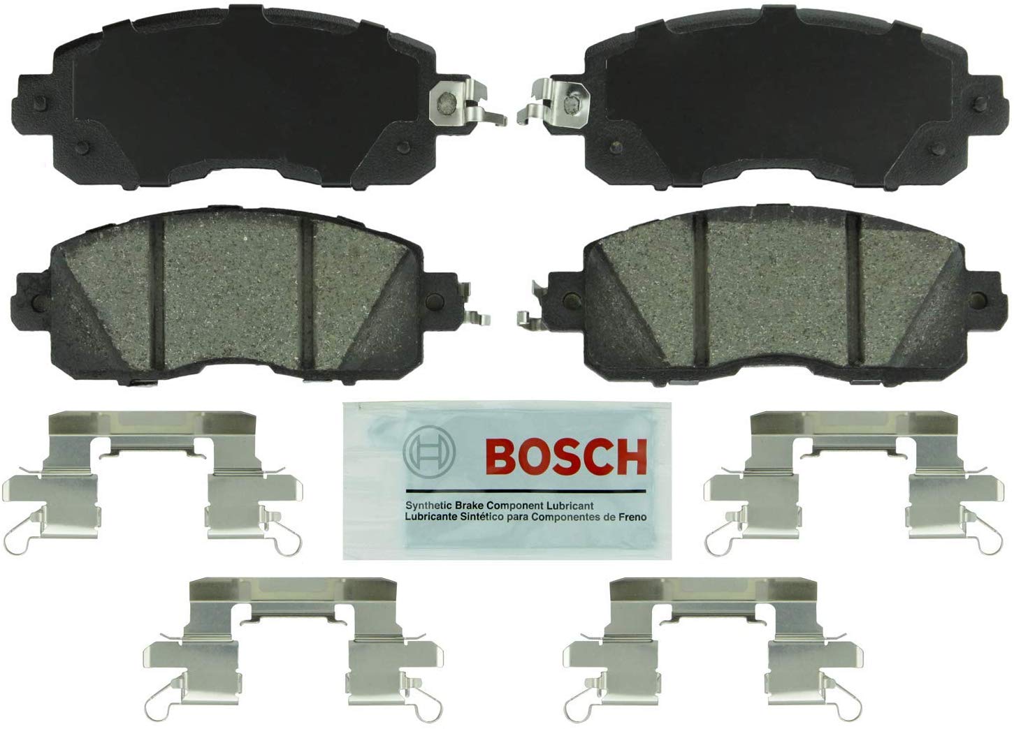 Bosch BE1650H Blue Disc Brake Pad Set with Hardware for Select 2011-15 Nissan Altima and Leaf - FRONT