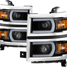 Jdragon for Chevy 14-15 Silverado 1500 Black LED Tube Style Projector Headlights LT LTZ WT