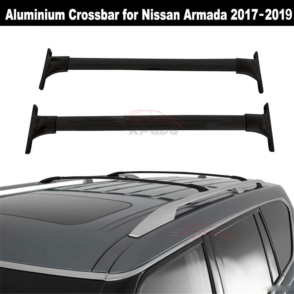 KPGDG Fit for Nissan Armada 2017 2018 2019 2020 Aluminium Crossbar Cross Bar Baggage Luggage Racks Roof Racks Rail Bar - Black