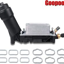 5184294AE Engine Oil Cooler and Oil Filter Housing Adapter Assembly with Gaskets Sensor-Compatible with 2011-2013 3.6L V6 Chrysler 200 300, Dodge Journey, Avenger, Durango, Cherokee, Wrangler, Ram