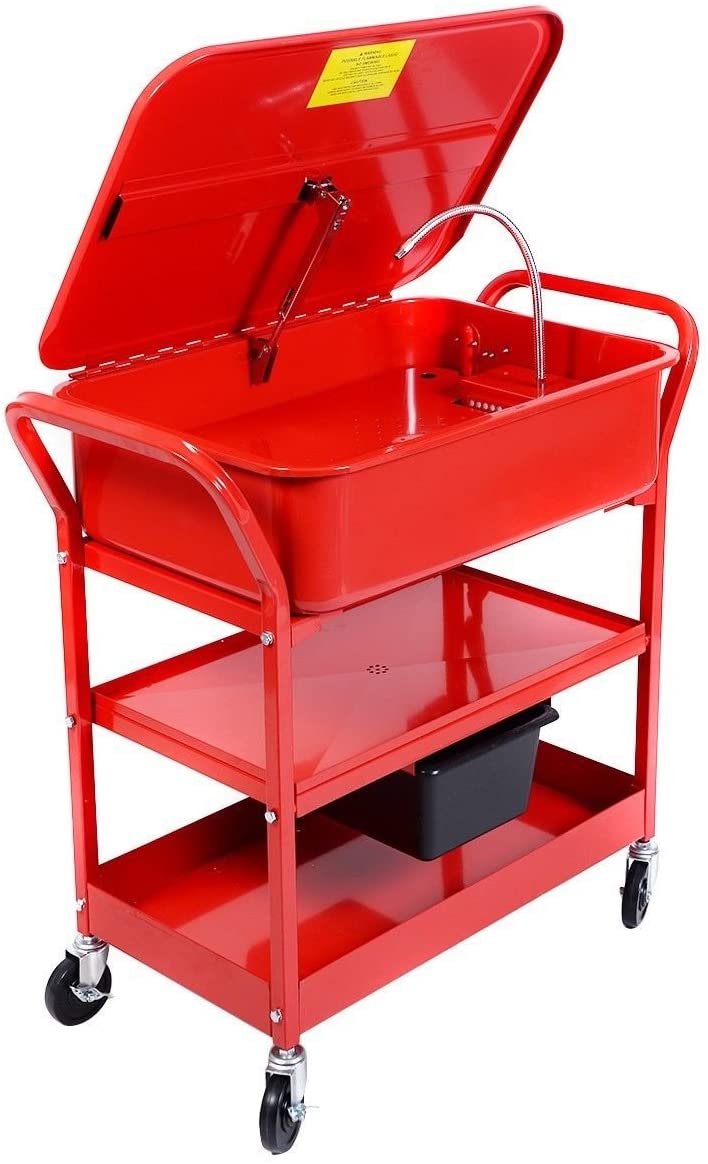 Goplus 20 Gallon Mobile Parts Washer Cart Electric Solvent Pump Cleaner