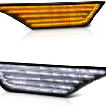 [Switchback + Sequential Turn Signal] VIPMOTOZ Full White & Amber LED Smoke Lens Front Side Marker Turn Signal Light For 2016-2020 Honda Civic, Driver & Passenger Side