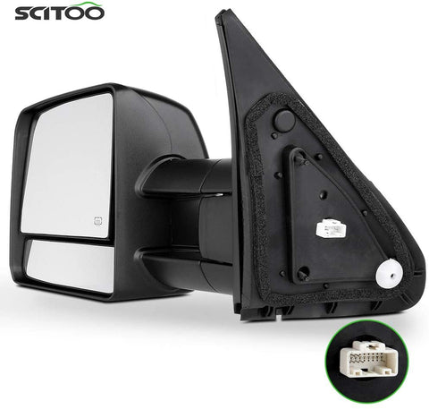 SCITOO for Toyota Towing Mirror High Performance Driver Side Automotive Exterior Mirror for 07-16 for Toyota for Tundra with Turn Signal Heated and Power Control Features