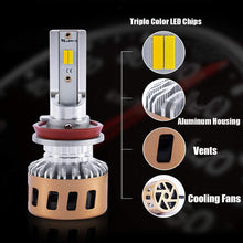 SOCAL-LED 2x Tricolor H11 LED Conversion Kit Super Bright 40W Headlight Bulbs 3000K 4300K 6000K Switchback 3-IN-1 CSP Chip