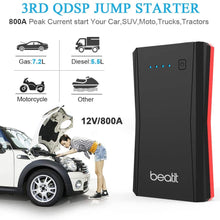 BEATIT B10 QDSP 800A Peak 12V Portable Car Lithium Jump Starter (up to 7.2L Gas or 5.5L Diesel Engine) Battery Booster Phone Charger Power Pack with Intelligent Jumper Cables