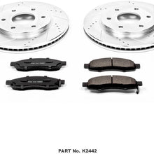 Power Stop K2442 Front Brake Kit with Drilled/Slotted Brake Rotors and Z23 Evolution Ceramic Brake Pads
